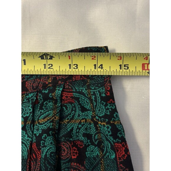 PENDLETON Green Red Paisley A-Line Skirt 12 Vintage Pockets Midi Rayon Holiday - Picture 9 of 10